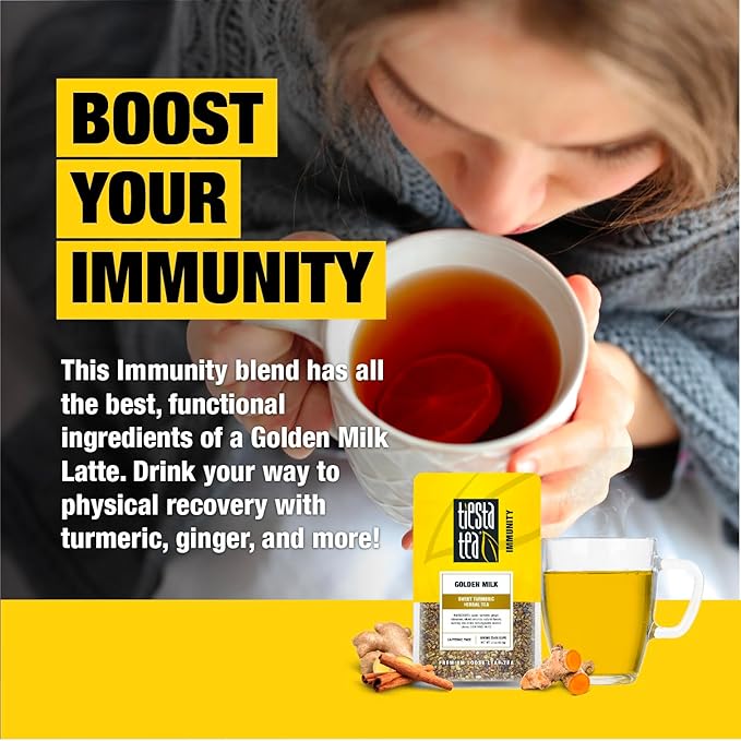 Tiesta Tea - Golden Milk, Loose Leaf, Sweet Turmeric Herbal Tea, Non-Caffeinated Herbal Blend, Makes Hot or Iced Up to 20-25 Cups, 3oz Resealable Pouch - Bloomnest