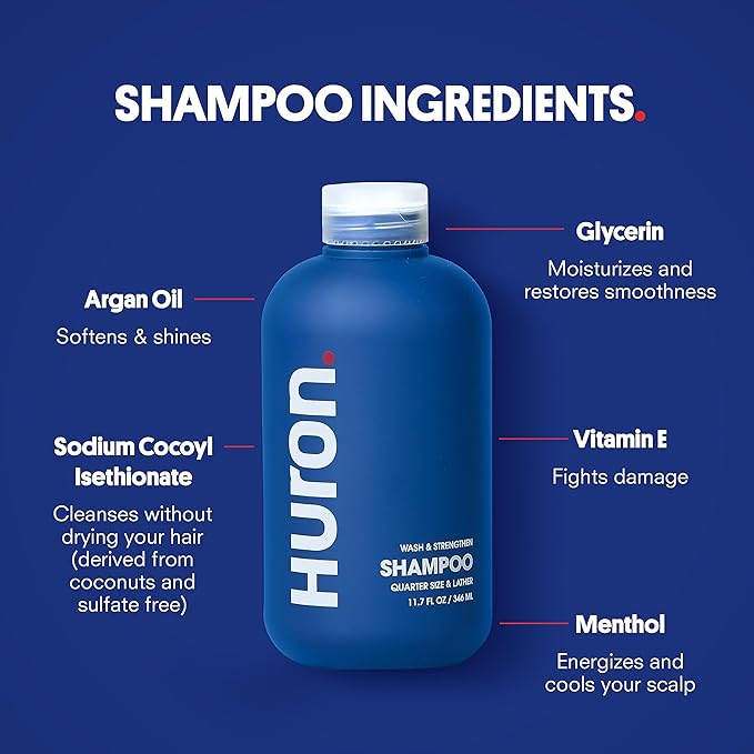 Huron Shower Kit - Shampoo, Conditioner, & Body Wash For Men - Citrus + Eucalyptus Scent - Hydrating & Nourishing Men's Shampoo & Conditioner - Bloomnest