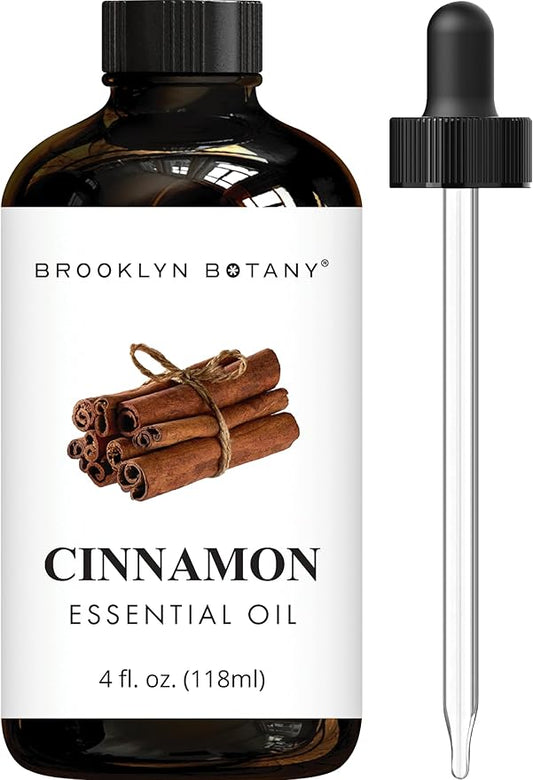 Brooklyn Botany Cinnamon Essential Oil - Huge 4 Fl Oz - 100% Pure and Natural - Premium Grade with Dropper - for Aromatherapy and Diffuser - Bloomnest