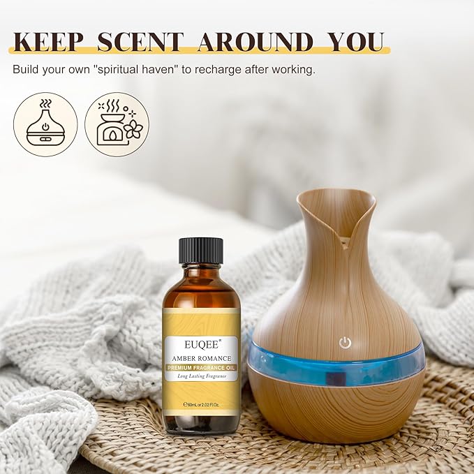 EUQEE Amber Romance Fragrance Oils, 2.02 Fl oz/ 60ml Essential Oils for Diffuser, Candle Making, DIY Soap with Glass Dropper - Bloomnest