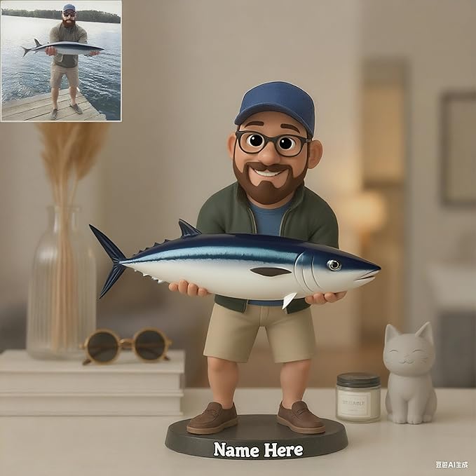 Custom Fishing Photo Cartoon Style Acrylic Plaque Sign Desk Decor, Memories Fishing Themed Picture Photo Frame, Fish Memories Picture Frame Decor Gifts for for Dad Papa Fathers's Day - Bloomnest