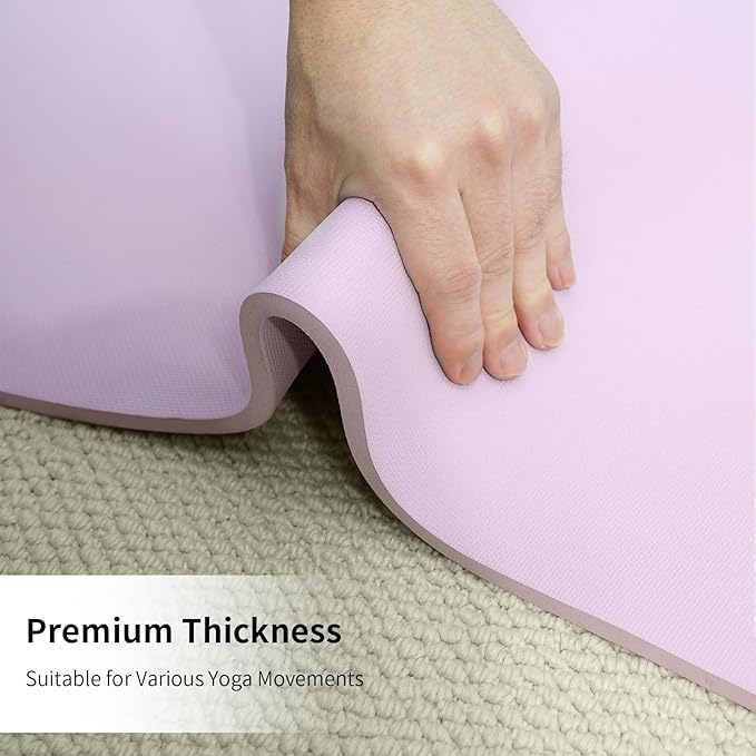 HAHE Yoga Mat Thick (8MM,1/3"), Eco-Friendly POE Non Slip Yoga Mat, High Rebound & Shock Absorption, Anti-Tear & Sweat-Resistant for Yoga, Fitness, Home, Workouts, Large Pilates Mats 72"x24" with Carrying Strap - Bloomnest