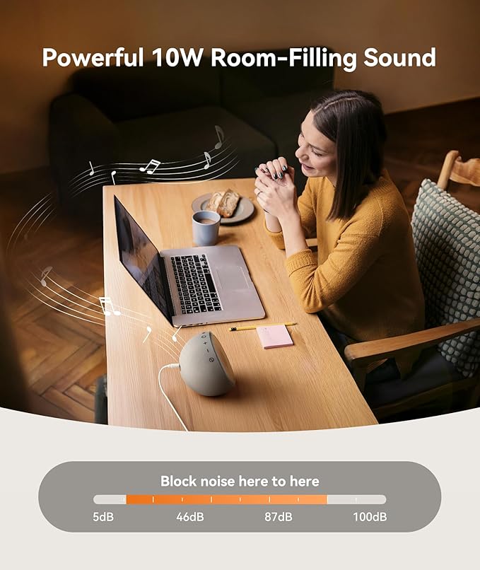 Dreamegg White Noise Machine for Adults - 10W Powerful Sound Machine with 29 Soothing Sounds, Noise Masking for Snoring, Traffic & Office Privacy, Ideal for Home, Travel & Deep Sleep - Bloomnest