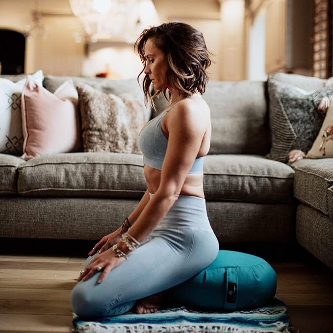 Hugger Mugger Zafu Meditation Cushion - Support in Cross-Legged Sitting, Buckwheat Filled, Durable Fabric, Convenient Handle, Handmade in USA - Bloomnest