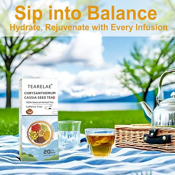 TEARELAE - Chrysanthemum Cassia Seed Tea - Nourishing Liver Tea - 8g x 20 Count - Burdock Root, Goji Berry, Honeysuckle, Osmanthus - Natural Herbal Chrysanthemum Tea Bags - Liver Clean & Detox - Bloomnest