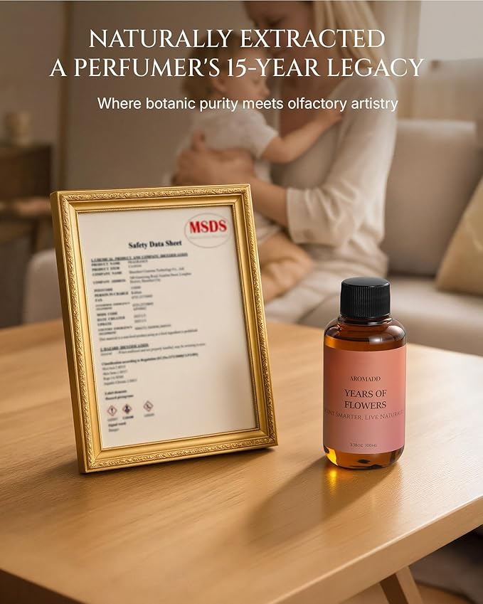 Aromadd Years of Flowers Diffuser Oil Inspired by Luxury Hotel Scent, Essential Oils for Waterless Diffuser, Freesia & Osmanthus, Long-Lasting & Natural Home Fragrance - 3.38 fl oz (100 mL) - Bloomnest