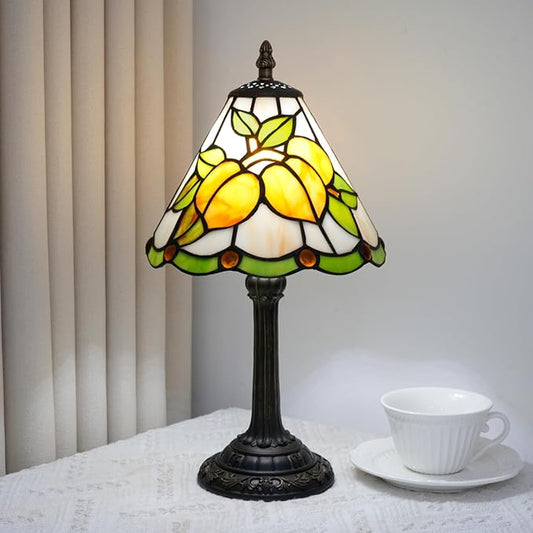Tiffany Lamp 8 Inch Stained Glass Lamp Yellow Apricot Warm Color Handcrafted Reading Lamp Suitable Coffee Shops Dormitories Home And Office Decoration Tiffany Style Retro Home Decoration Craft Gift - Bloomnest