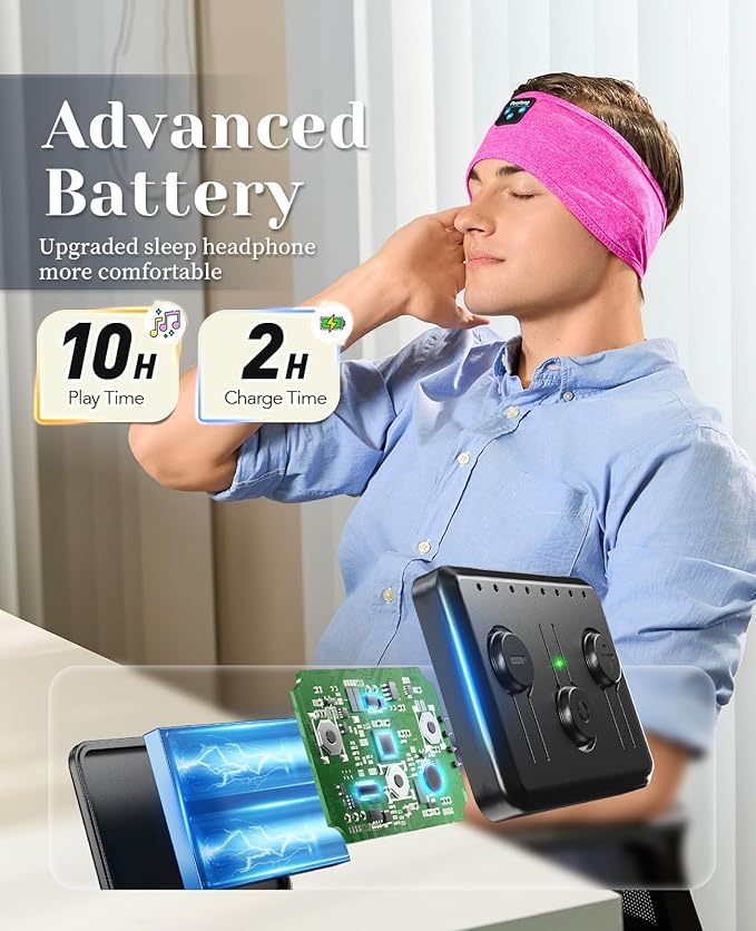 Sleep Headphones Bluetooth Headband Sleeping Headphones Headband Wireless Sleep Headband with Comfortable Earbuds for Side Sleepers, Sleeping Eye Mask for Women Men Workout Running Cool Gifts - Bloomnest