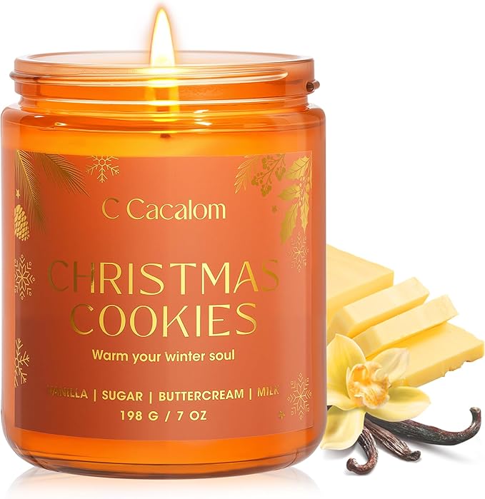 Christmas Soy Candles for Christmas Home Decor Non-Toxic Aromatherapy Scented Candles for Holiday Christmas Gifts, Cozy Cute Jar Candle, Winter Candle for Women Men, Christmas Cookies Vanilla Candle - Bloomnest
