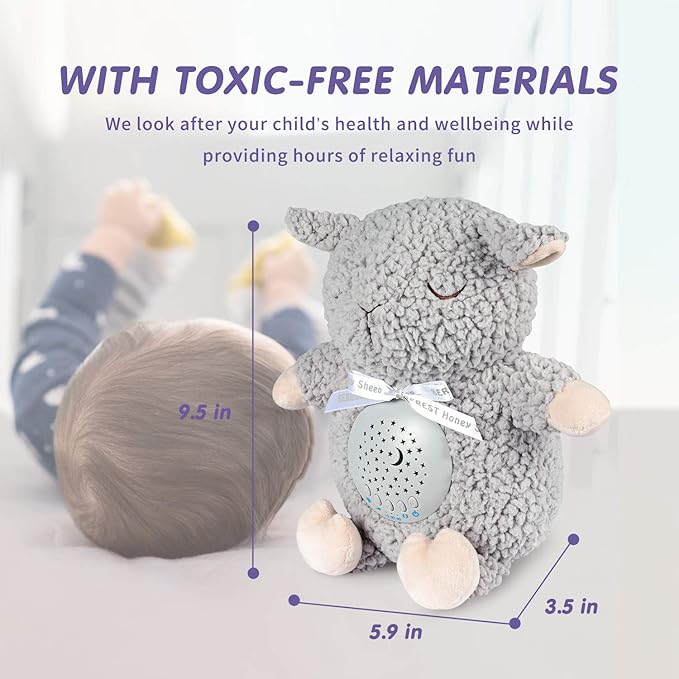 BEREST Baby Sleep Soother with Projector Night Light, Teddy Bear Sheep Musical Plush Toy with White Noise, Heartbeat, Shushing, Lullabies for Newborns, Boys & Girls Infants Shower Gift - Bloomnest