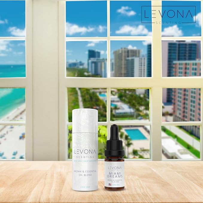 Levona Scent Essential Oils for Diffusers for Home: Miami Dreams Hotel & Home Luxury Scents Fragrance - Aroma Oil with Notes of Bergamot Oil & Pine Essential Oil -10 Ml Scented Oils for Diffuser LEVONASCENT