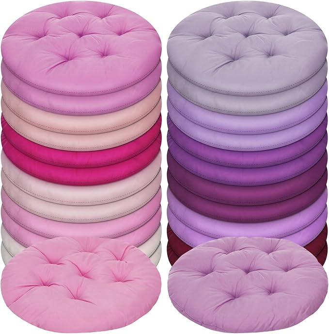 Tinideya 24 Pcs Round Floor Cushions Floor Pillows Meditation Seat Pillows Flexible Seating for Adults Kids, Chair Cushions for Classroom, Nursery, Living Room, Yoga(Medium 15.7 Inch,Pink-Purple) - Bloomnest
