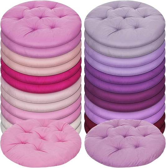 Tinideya 24 Pcs Round Floor Cushions Floor Pillows Meditation Seat Pillows Flexible Seating for Adults Kids, Chair Cushions for Classroom, Nursery, Living Room, Yoga(Medium 15.7 Inch,Pink-Purple) - Bloomnest