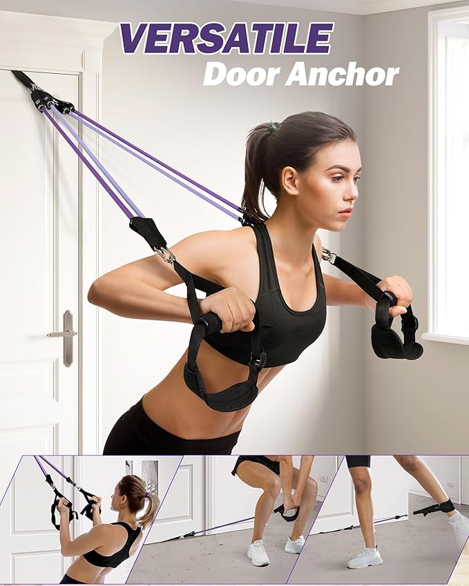 Upgraded Pilates Bar Kit with Resistance Bands Natural Latex for Women & Men, Heavy-Duty Stainless Steel Multifunctional Yoga Pilates Stick for Home Gym Exercise Fitness Equipment Full-Body Workouts - Bloomnest