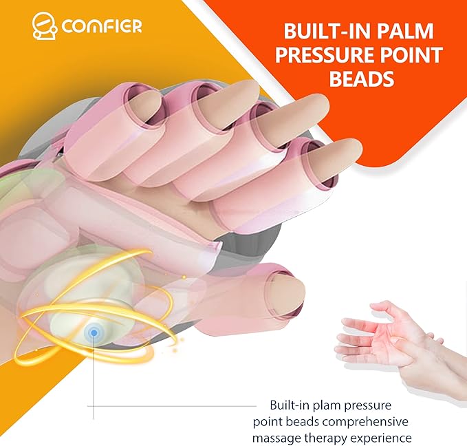 COMFIER Wireless Hand Massager with Heat & Compression,Hand Massager for Arthritis and Carpal Tunnel,3 Levels Compression & Heating,Rechargeable,Christmas Gifts for Women,Men,Mom