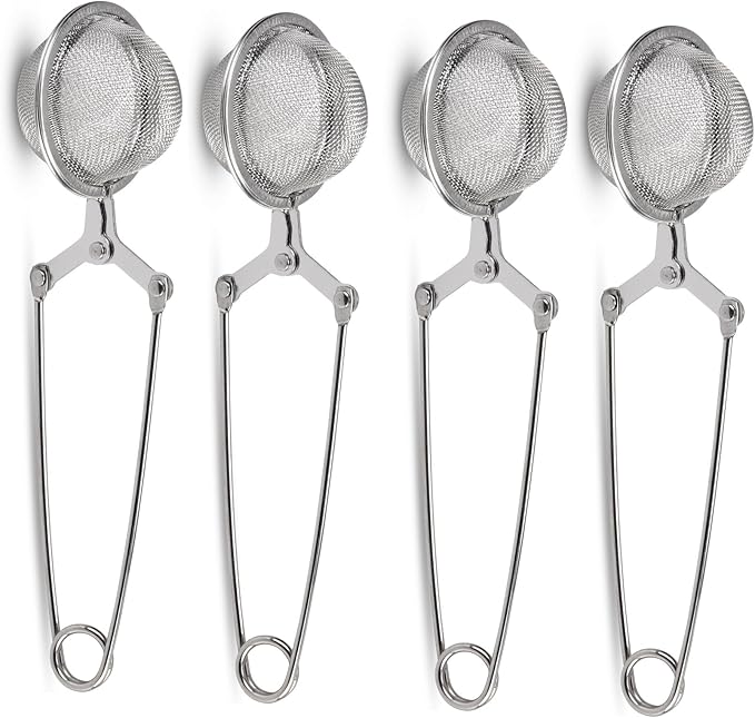 Tea Strainers for Loose Tea, JEXCULL 4 Pack Tea Infuser with Handle Fine Mesh Tea Ball Filter Tea Diffusers Steeper for Loose Leaf Tea, Spices, Seasonings