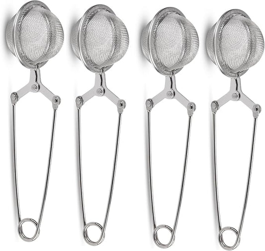 Tea Strainers for Loose Tea, JEXCULL 4 Pack Tea Infuser with Handle Fine Mesh Tea Ball Filter Tea Diffusers Steeper for Loose Leaf Tea, Spices, Seasonings