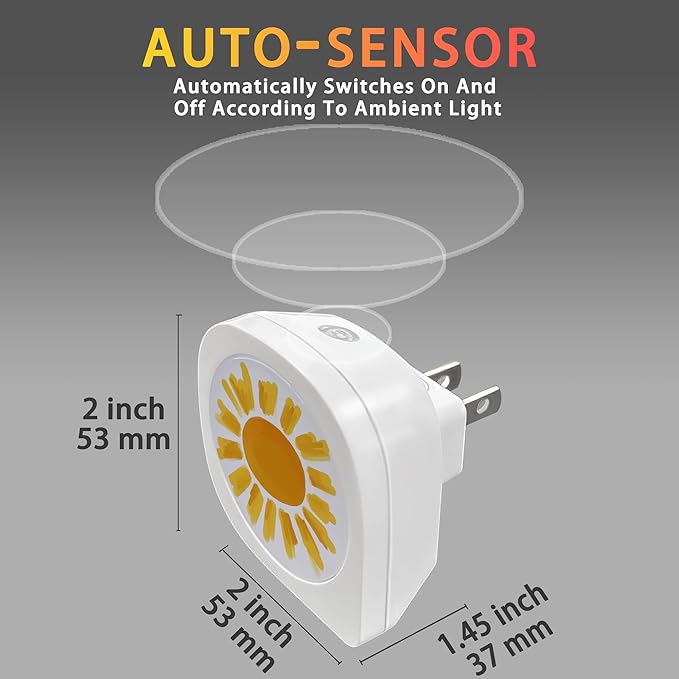 Vintage Sun Night Light Plug into Wall 0.5W LED Lights Auto on/Off for Family Friends Holiday Gifts & Home Decor - Bloomnest