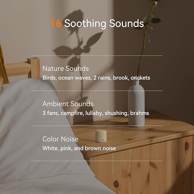 Dreamegg Travel White Noise Machine - Portable Sound Machine for Baby Adults, Travel Sound Machine for Sleep, 16 Nature Sound, Timer, White Noise Machine for Sleeping Gift, Butter