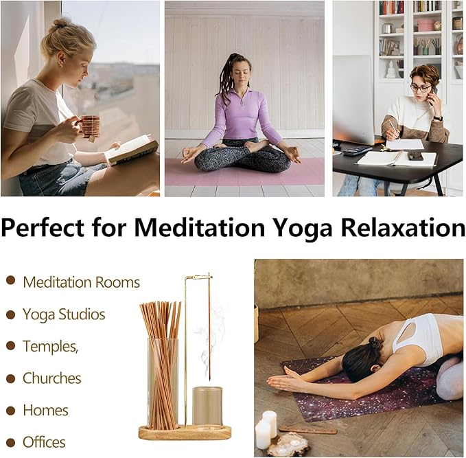 Incense Holder for Sticks with Ash Catcher-2 in 1 Glass Incense Stick & Candle Holder with Storage, Anti-Ash Flying insence-Sticks Burner for Meditation Yoga Spa Home Decor sage (Light Base) - Bloomnest