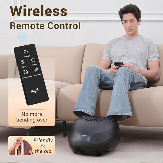 Mynt Foot Massager with Heat, FSA Eligible HSA Approved Item, Shiatsu Foot Massager for Plantar Fasciitis, Neuropathy Pain, Multi-Modes Feet Warmer with Remote Control Fits Up to 14, Gifts for Mom Dad
