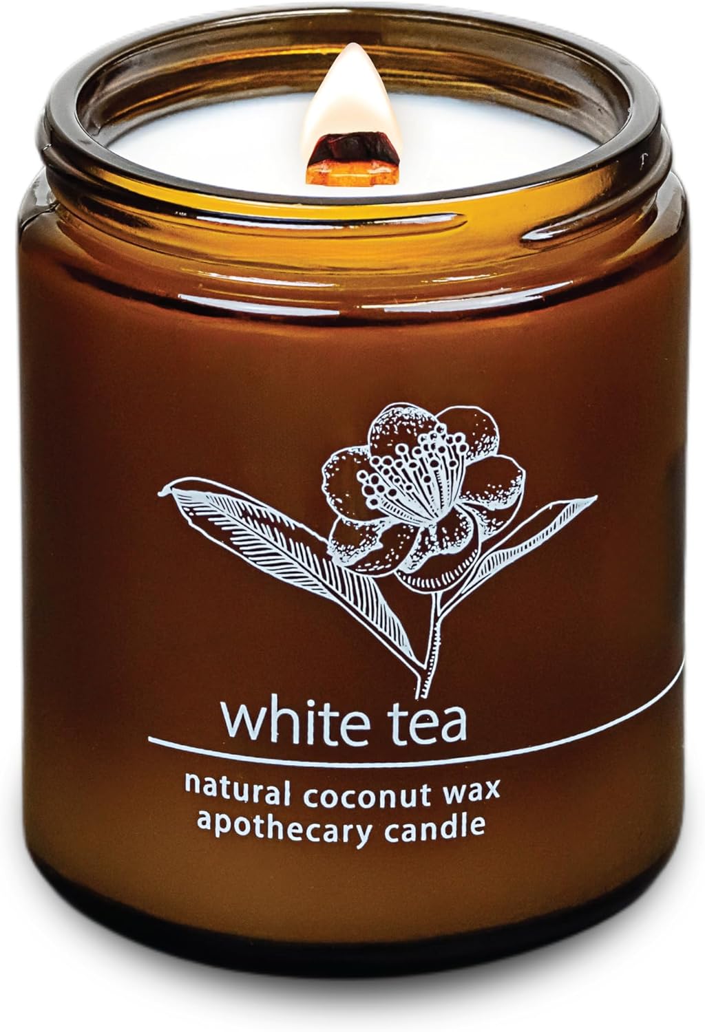 Hemlock Park Crackling Wood Wick Candle Handcrafted with Natural Coconut Wax (Standard 8 oz, White Tea)