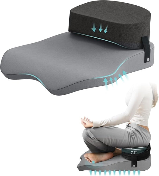 Meditation Cushion for Sitting on Floor, Office Chair Cushion for Cross Leg Sitting, Foam Bolster for Back Support, Large Floor Cushion Seating for Adults 22.8 x 21.6 Inch - Bloomnest
