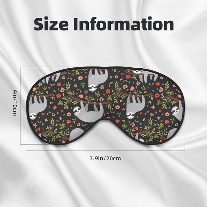 Cute Funny Sloth Floral Sleep Mask, Soft Comfort Eye Shade, Blackout Eye Cover for Deep Rest, Travel, Nap, Meditation - Bloomnest