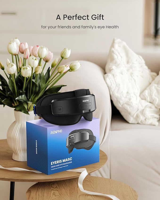 RENPHO Eyeris Masc Head & Eye Massager, FSA Eligible HSA, Birthday Gifts for Women Men, Migraine Relief Headache Massager for Forehead, Occiput and Temple, Heated Mask Massager Scalp Stress Relax RENPHO