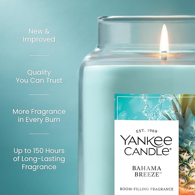 Yankee Candle Bahama Breeze Scented Candle, 22oz Large Jar with up to 150 Hour Burn Time, Giftable, Birthdays - Bloomnest