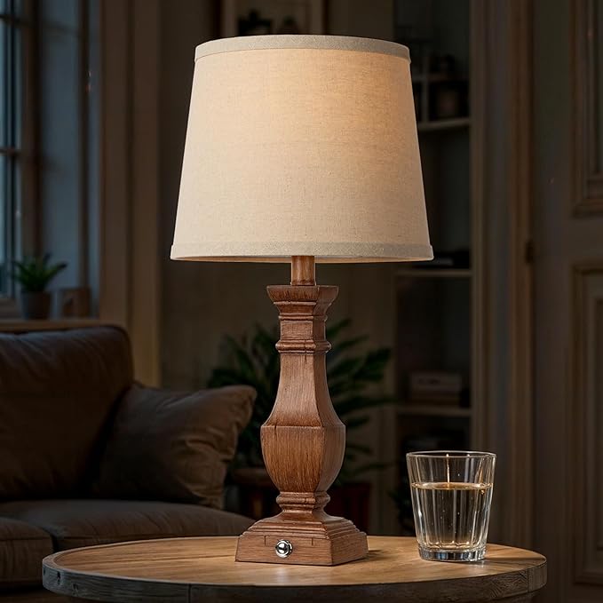 ROTTOGOON Dimmable Table Lamps Set of 2, Rustic Farmhouse Table Lamps for Living Room Bedroom, Bedside Desk Lamps for end Tables, Touch Lamps for nightstand, 9W Bulbs Included, 22", Brown - Bloomnest