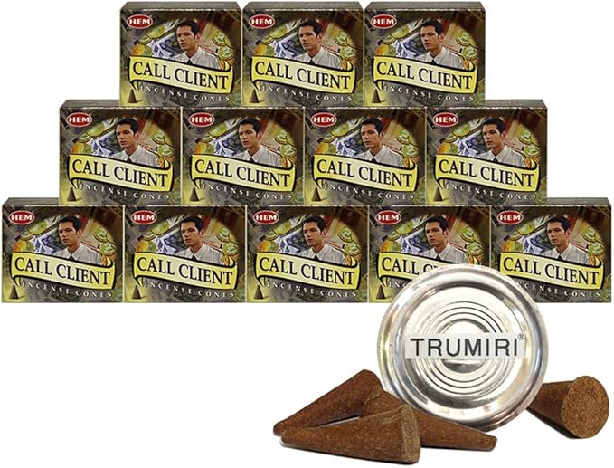 TRUMIRI Incense Cone Holder Bundle with Hem Call Clients Incense Cones - Pack of 12 (Approx 120 Cones)