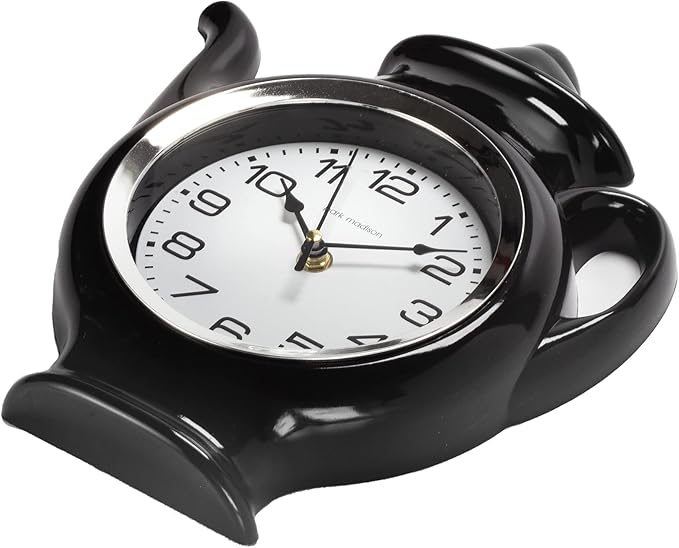 Park Madison Teapot 11 Inch Quality Quartz Battery Operated 3-D Easy to Read Home/Office/Kitchen/Classroom/School Clock Classic Mo Black 11.25inch 13781 0 - Bloomnest