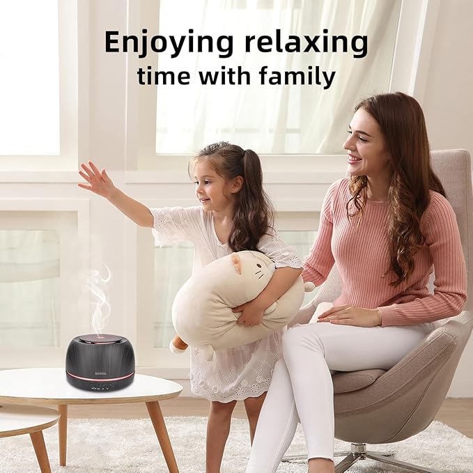 300ML Essential Oil Diffuser,Ultrasonic Aromatherapy Diffuser, 7-Color Gradient Lights, Remote Control, 8 Hours Run Time, Suitable for Home,Office - Bloomnest