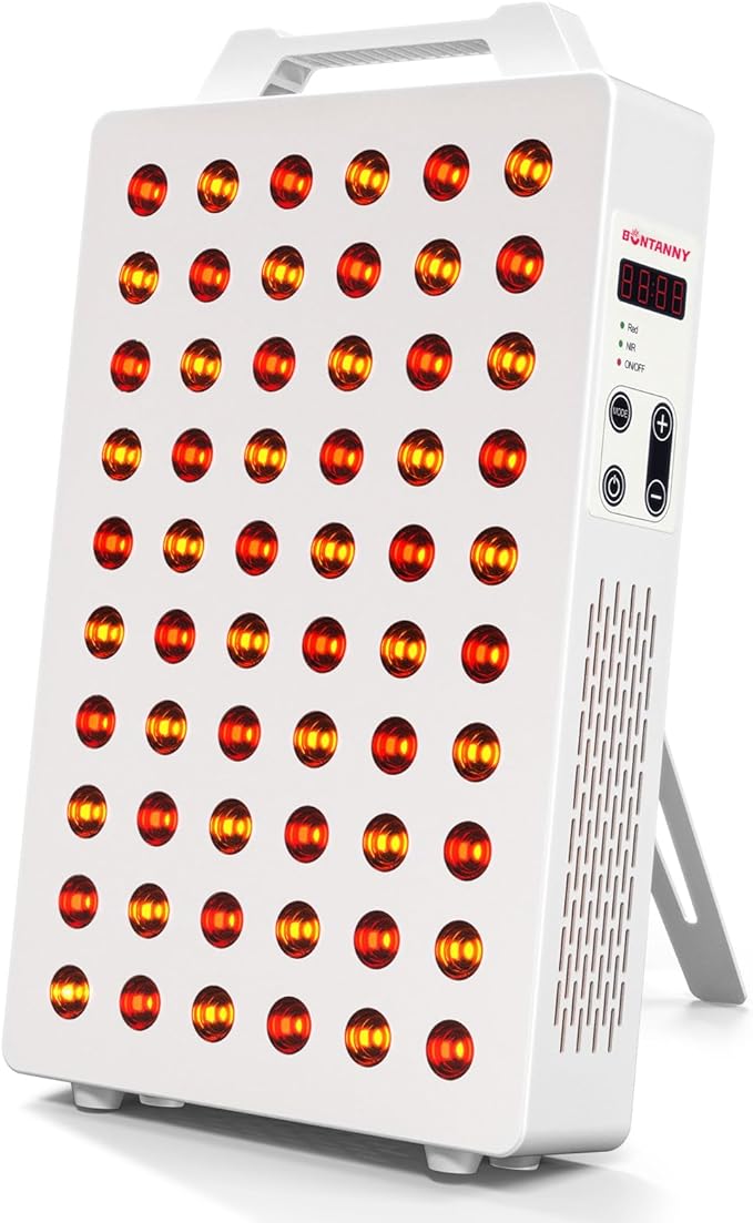 Red Light Therapy, 630/660/810/830/850nm 5 Wavelengths Red Near Infrared Light Device with 60 Dual Chip Clinical Grade LEDs, Remote Control, Timer for Face, Body, Pain Relief, BO-300 (White) BONTANNY