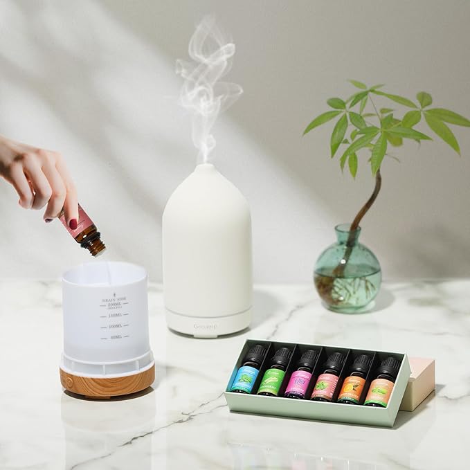 Essential Oils Set-Top 6 Organic Blends for Diffusers,Candle Making,Aromatherapy,Humidifiers,Gifts - Peppermint,TeaTree,Lavender,Eucalyptus,Lemongrass,Orange(6X0.33 fl oz) - Bloomnest
