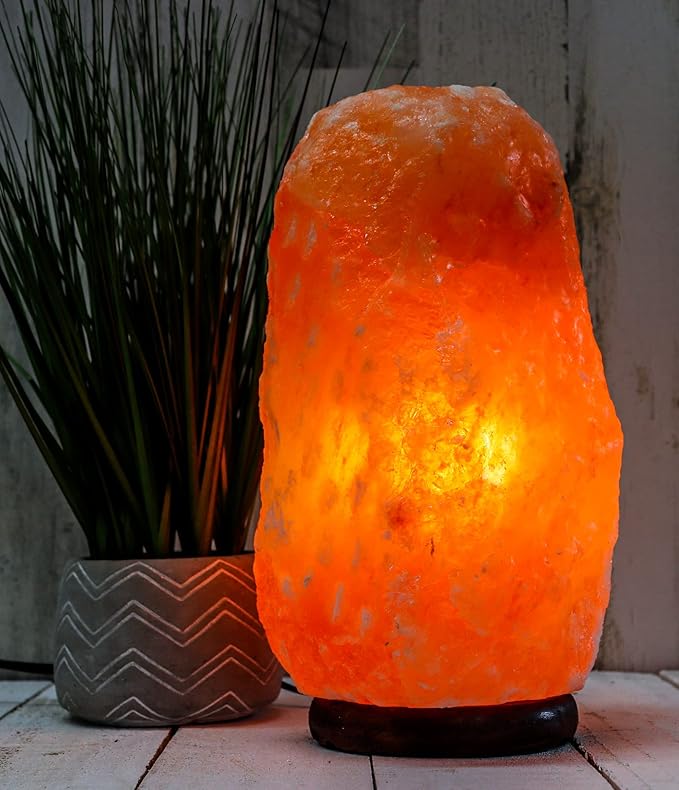 Himalayan Secrets Large Salt Lamp - Natural Pink Crystal with Wooden Base - Dimmer Cord and Bulb Included (25-30 LBS)