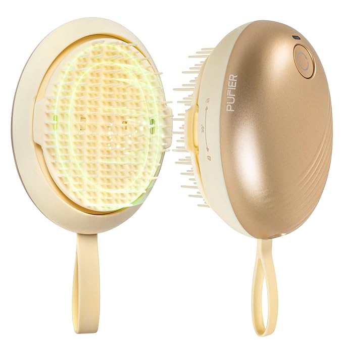 Electric Scalp Massager – Rechargeable Head Massager with Anion Technology, Portable Anti-Frizz Scalp Tool, Scalp Massager Gift for Men & Women(Gold) PUFIERDisco