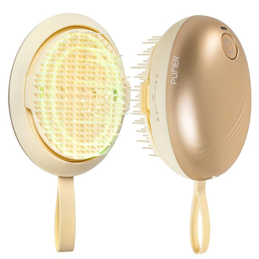 Electric Scalp Massager – Rechargeable Head Massager with Anion Technology, Portable Anti-Frizz Scalp Tool, Scalp Massager Gift for Men & Women(Gold) PUFIERDisco