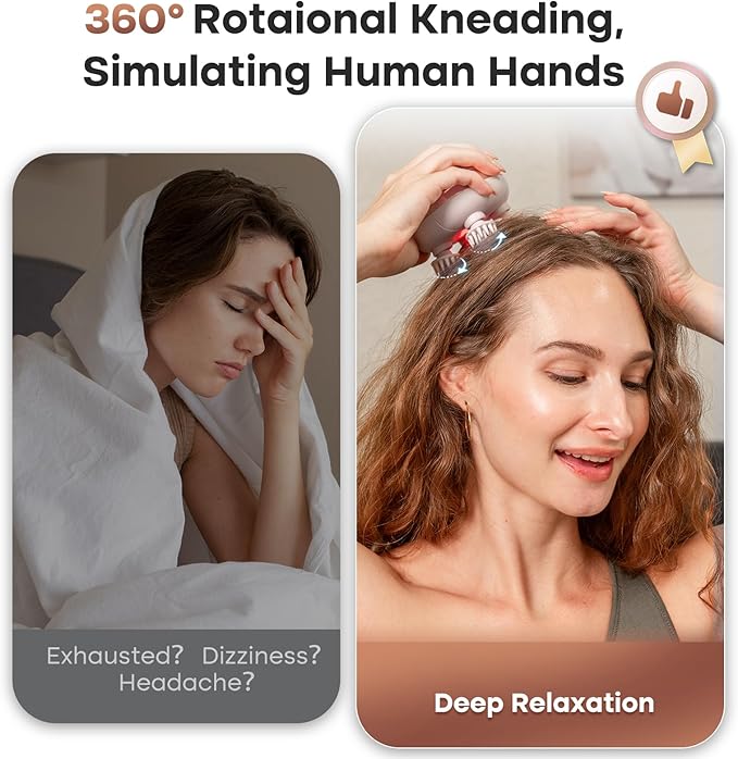 arboleaf Scalp Massager Kneading Head Massager Scalp Stress Relax Portable Rechargeable Hair Massager Shower Massage Waterproof Cat Massager Scratcher,Gift for Mom Dad arboleaf