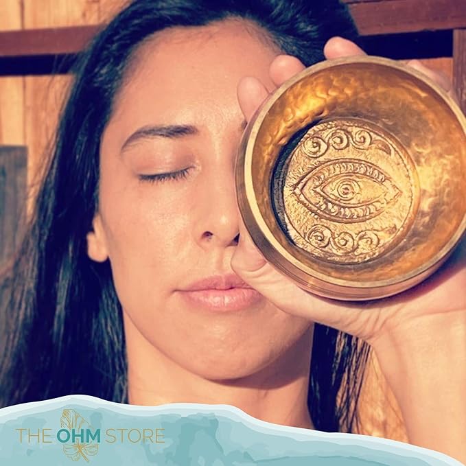 Tibetan Singing Bowl Set with Healing Mantra Engravings — Yoni Meditation Sound Bowl Handcrafted in Nepal — Yoga, Chakra Healing, Stress Relief, Mindfulness