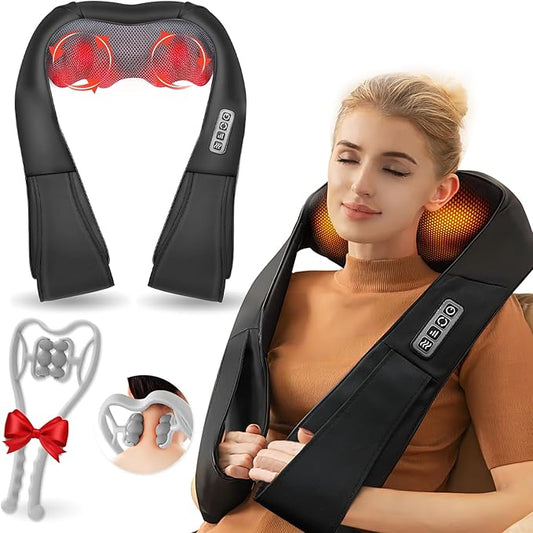 Neck Massager,Gifts for Women Men Mom Dad - Shiatsu Back and Neck Massager,Shoulder Massager Deep Tissue with Heat,Electric 4D Massage Pillow(NOT Cordless)