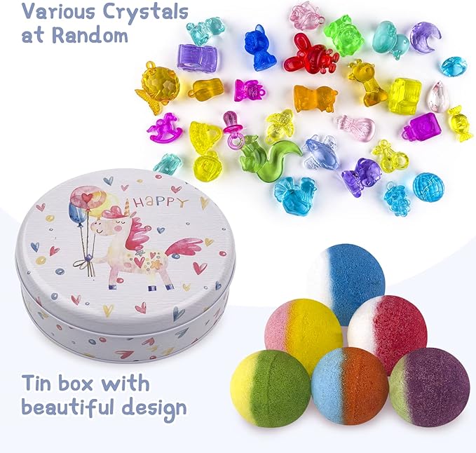 Bath Bombs for Kids, 12pcs Bath Bombs with Surprise Crystal Toys Inside, Handmade Natural and Organic Bubble Bath Fizzies, Birthday Easter Gift for Girls and Boys - Bloomnest