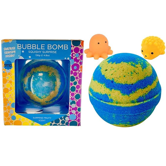 Squishy Bubble Bath Bomb for Kids with Surprise Toy Inside by Two Sisters Spa. Large 99% Natural Fizzy. Moisturizes Dry Sensitive Skin. Releases Color, Scent, and Fizz. - Bloomnest