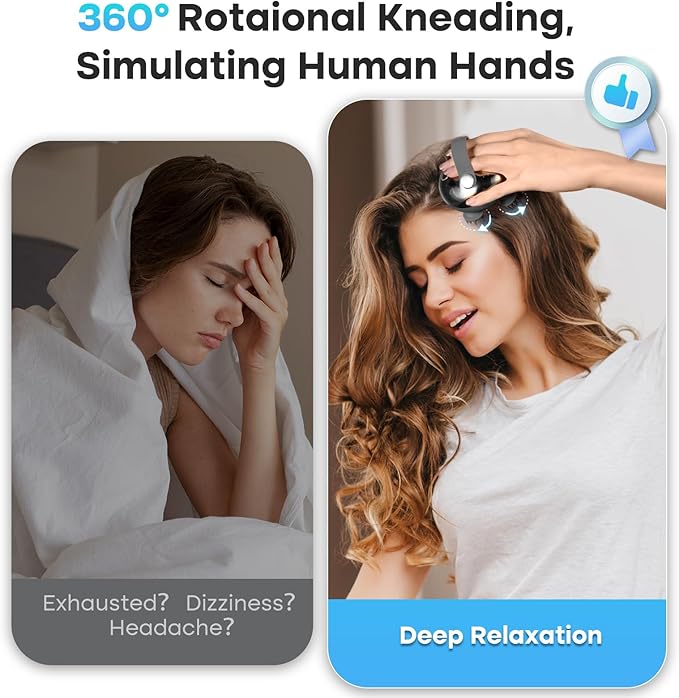 arboleaf Scalp Massager Rechargeable Head Massager Scalp Stress Relax, Waterproof Handheld Hair Scratcher with 8 Removable Massage Claws, Gift for Dad Mom arboleaf