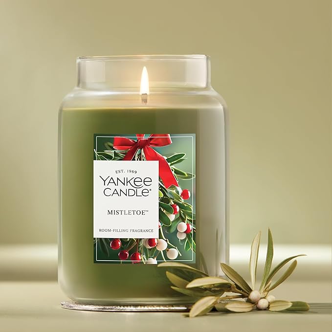Yankee Candle Mistletoe Scented Candle, 22oz Large Jar with up to 150 Hour Burn Time, Giftable, Holidays - Bloomnest