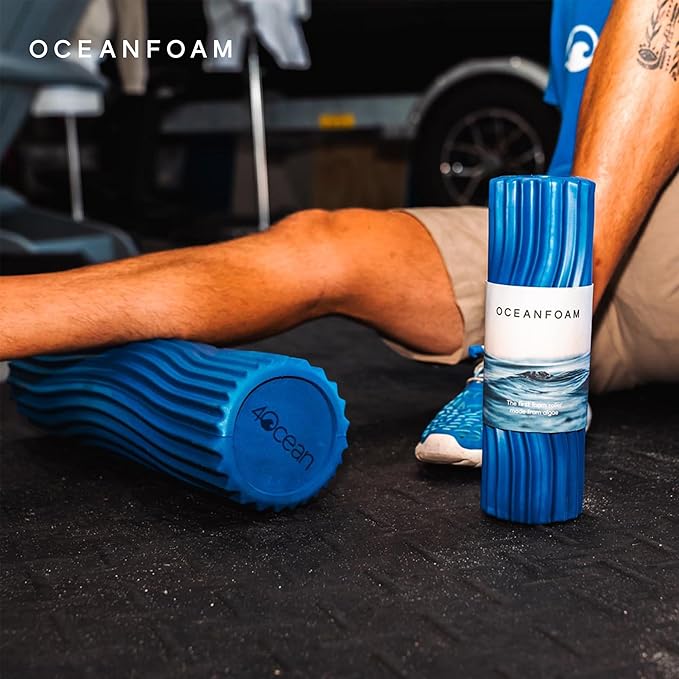 Oceanfoam x 4ocean Roller (Royal Blue) – Limited Edition Muscle Roller for Back Pain & Yoga - High Density Foam for Physical Therapy - Textured for Deep Tissue Massage - Bloomnest