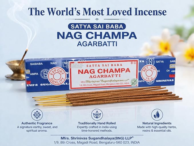 Satya Nag Champa 15grams x 3 Packs Incense Sticks with Giftbrit Incense Sticks Holder for Positivity, Meditation, Relaxation, Yoga, Healing