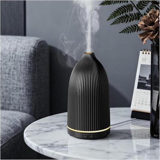 SALKING Essential Oil Diffuser, 100ml Aromatherapy Diffusers with Adjustable Mist Mode Timer Setting, Ultrasonic Diffusers for Essential Oils, 8 LED Colors, for Office Home (Black) - Bloomnest