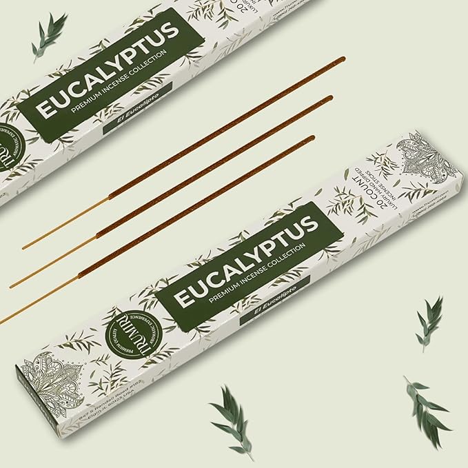 Eucalyptus Incense Sticks - Total 40 Insence-Sticks - Dual Pack of 20 Insense - Inciensos - Inscents - Natural Non Toxic Ingredients - Incents - Incence - Inscense - Insents TRUMIRI